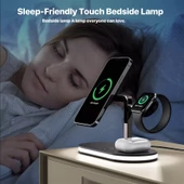 Apple iPhone Airpods Watch 3in1 Kablosuz Wireless Magsafe Şarjlı Standı Gece Lambalı UD23 - 4