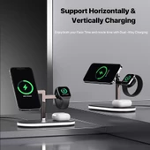 Apple iPhone Airpods Watch 3in1 Kablosuz Wireless Magsafe Şarjlı Standı Gece Lambalı UD23 - 5