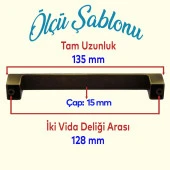 Mobilya Mutfak Dolabı Çekmece Dolap Kapak Kulpu Kulbu Antik Sarı 128 mm Desenli Metal Kulp - 2