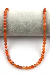 Karnelyan Akik Doğal Taş Dizi 6 mm Küre Kesim thumbnail 2