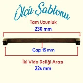 Mobilya Mutfak Dolabı Çekmece Dolap Kapak Kulpu Kulbu Antik Sarı 224 mm Desenli Metal Kulp thumbnail 2