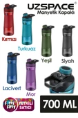 Uzspace Manyetik Kapaklı 700ml Silikon Gövde Tritan Su Matarası - 7