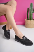 Muggo VİOLA Garantili Triko Metal Tokalı Kadın Loafer Günlük Ayakkabı - 1