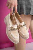 Muggo VİOLA Garantili Triko Metal Tokalı Kadın Loafer Günlük Ayakkabı - 8