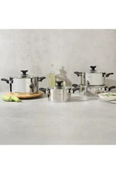 Hisar vega 8 parça tencere seti takmı - paslanmaz çelik çeyiz tencere seti siyah thumbnail 1