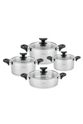 Hisar vega 8 parça tencere seti takmı - paslanmaz çelik çeyiz tencere seti siyah thumbnail 2