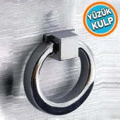 Mobilya Mutfak Dolabı Çekmece Dolap Kulpları Kapak Kulpu Kulb Metal Yüzük Düğme Sarkaç Antrasit Kulp - 1