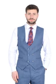 Cengiz İnler Dokulu Kırlangıç Yaka Yelekli Erkek Takım Elbise - 7