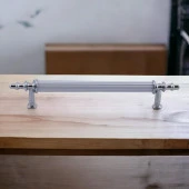 Mobilya Mutfak Dolabı Çekmece Dolap Kulpları Kapak Kulpu Kulbu Beyaz Krom 96 mm Metal Kulp - 2