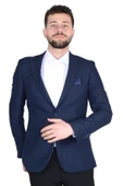 Cengiz İnler Nokta Desenli Kırlangıç Yaka Slim Erkek Ceket - 9