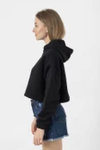 Blackpink Lisa Signature Siyah Kadın Crop Kapşonlu thumbnail 3
