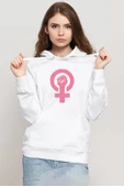 Pink Venus Symbol Hand Beyaz Kadın 3ip Kapşonlu Sweatshirt thumbnail 1
