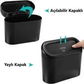 OTO MOTTO Araba Çöp Kutusu Kapaklı Çöp Kovası Siyah - 4