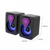 Bilgisayar Hoparlörü Rgb Led Işıklı Gaming Oyuncu Hoparlörü 3.5mm Jack Usb Speaker 1+1 Ses Sistem - 6