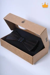 Babyhola 1-16 Yaş Siyah Ahşap Erkek Çocuk Papyon Doğum Günü Kutulu Ahşap Erkek Bebek Hediyelik Okuma Bayramı 23 Nisan Papyonu - 1