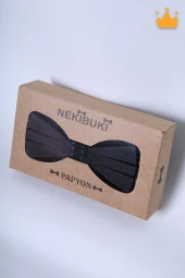 Babyhola 1-16 Yaş Siyah Ahşap Erkek Çocuk Papyon Doğum Günü Kutulu Ahşap Erkek Bebek Hediyelik Okuma Bayramı 23 Nisan Papyonu - 3