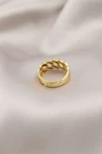 Gold Renk Metal Zincir Model Taşlı Kadın Yüzük - TJ-BYK2201 - 2