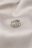 Gümüş Renk Metal Zincir Model Taşlı Kadın Yüzük - TJ-BYK2200 thumbnail 1