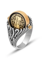 Çift Taraflı İsimli Mineli 925 Gümüş Erkek Yüzük thumbnail 2