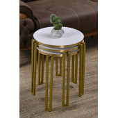 Zigon Sehpa Üçlü Yuvarlak Metal  Gold Ayak - 1