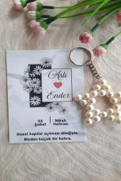 30 Adet Papatya Çerçeve Kartlı Hediyelik Yıldız Anahtarlık - Kına Hediye - Nikah Hediye- Bride - 1