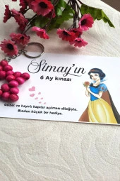 10 Adet Pamuk Prenses Kartlı  Yıldız Anahtarlık - Bebek Hediyesi - Kişisel Yazı Eklenir - 2