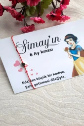 20 Adet Gold Kalpli Şans Bilekliği - Pamuk Prenses Kartlı Bebek Hediyesi - Kişisel Yazı yazılır - 2