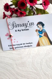 20 Adet Gold Kalpli Şans Bilekliği - Pamuk Prenses Kartlı Bebek Hediyesi - Kişisel Yazı yazılır - 4