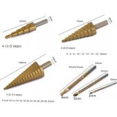 6 Parça Kademeli Matkap Ucu Saç Delme Seti Özel Kutulu Ahşap Oyma Metal Delme Ucları - 2