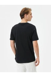 Slogan Baskılı Tişört Slim Fit Bisiklet Yaka Kısa Kollu thumbnail 4