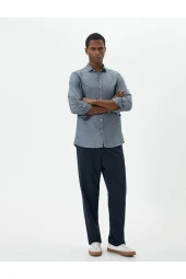 Yarım İtalyan Yaka Gömlek Slim Fit Uzun Kollu Düğmeli thumbnail 2