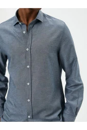 Yarım İtalyan Yaka Gömlek Slim Fit Uzun Kollu Düğmeli thumbnail 5