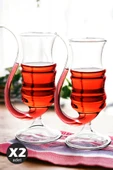 2'li Pipetli Cocktail Bardak Çizgili Düz Kokteyl Coupes Vaso Borosilikat Bardak Seti - 2