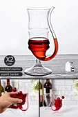 2'li Pipetli Cocktail Bardak Çizgili Düz Kokteyl Coupes Vaso Borosilikat Bardak Seti - 1
