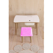 Yüceer Home Montessori Çocuk Oyun Aktivite Masası Pembe Welsoft Kumaşlı Oturma Sandalye Takımı - 2