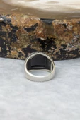 Karpuz Kesim Siyah Taşlı 925 Gümüş Erkek Yüzük thumbnail 3