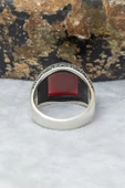Karpuz Kesim Kırmızı Taşlı 925 Gümüş Erkek Yüzük thumbnail 10