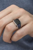 Kare Oniks Siyah Taşlı 925 Gümüş Erkek Yüzük thumbnail 1