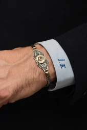 Aslan Başı Figürlü Kral Zincir 925 Gümüş Erkek Bileklik thumbnail 1