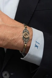 Aslan Başı Figürlü Kral Zincir 925 Gümüş Erkek Bileklik thumbnail 3