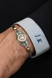 Selçuklu Devleti Armalı Kral Zincir 925 Gümüş Erkek Bileklik - 1