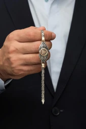 Selçuklu Devleti Armalı Kral Zincir 925 Gümüş Erkek Bileklik - 3