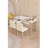 Yüceer Home Montessori Çocuk Oyun 2 Çekmeceli Aktivite Masası Çift Saldalyeli Welsoft Kumaşlı Oturma Takımı - 1