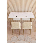 Yüceer Home Montessori Çocuk Oyun 2 Çekmeceli Aktivite Masası Çift Saldalyeli Welsoft Kumaşlı Oturma Takımı - 4