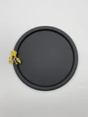 2'li Japon Güllü Yuvarlak Siyah Çay ve Kahve Sunum Tepsisi, Dekoratif Servis Tepsisi 22cm - 3