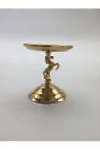3'lü Atlı Gold Lokumluk, Çay ve Kahve Yanı Sunumluk, Metal Şekerlik, Makaronluk - 3