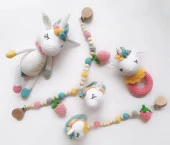 Unicorn Modeli Yenidoğan Seti Amigurumi Organik Oyuncak - 1