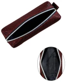 Yuga Makyaj Çantası Simli Desenli Bordo - 3