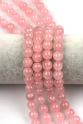 Madagaskar Pembe Kuvars Doğal Taş Dizi 10 mm Küre Kesim thumbnail 1