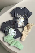 Unicorn Desenli Krem Renk Taytlı Takım - 4